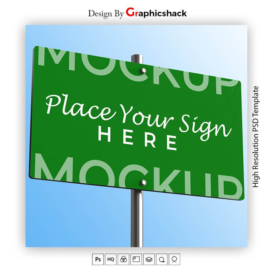 Free Street Sign Mockup PSD Template   Graphic Shack