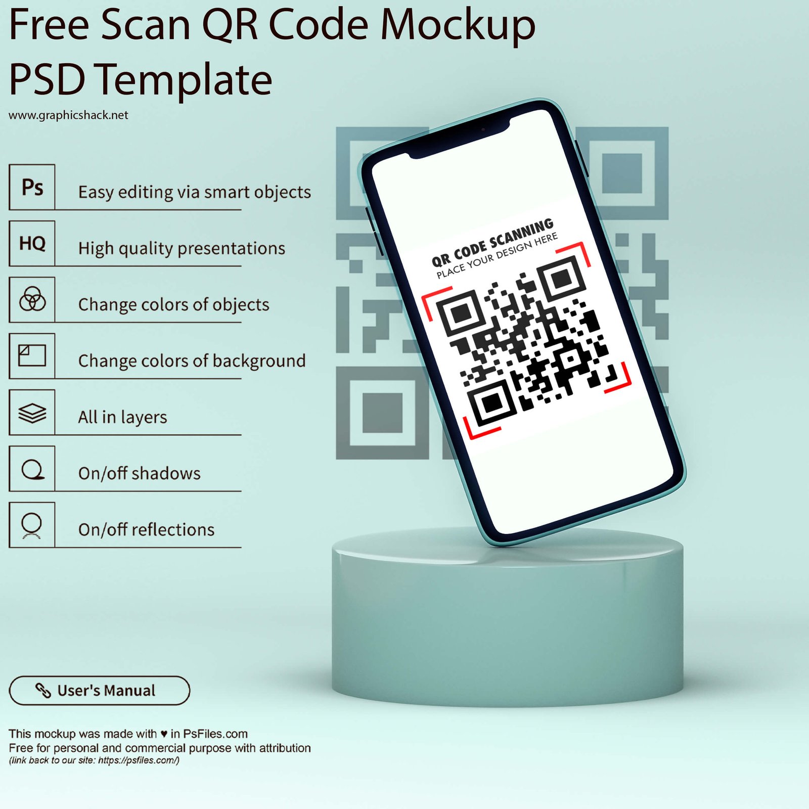 Free Scan QR Code Mockup PSD Template - Graphic Shack